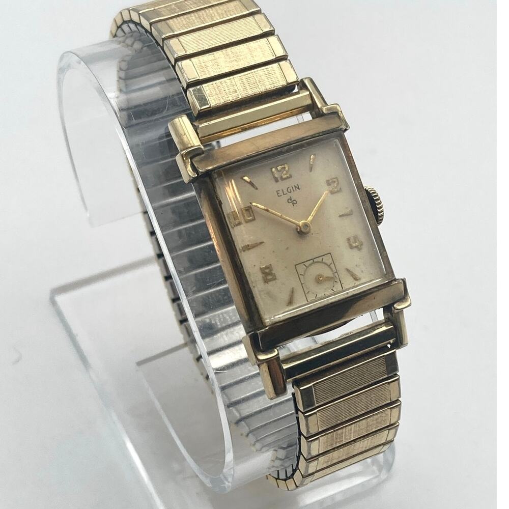 VTG 1950's Elgin Mechanical 10k RPG Bezel 17j Watch 22mm Expandable Works *Read*